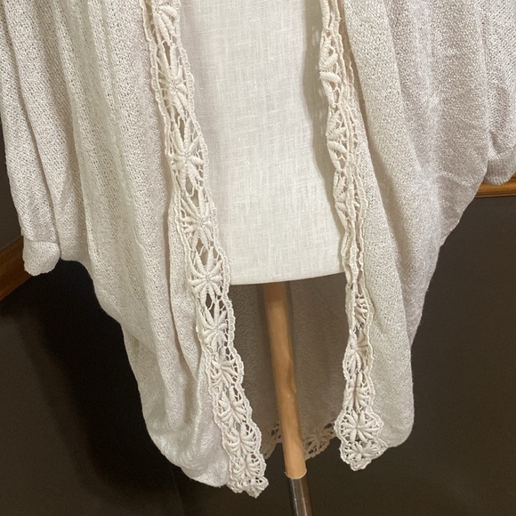 Pink Rose cream oversized open front short sleeve cardigan size XL - Picture 5 of 9